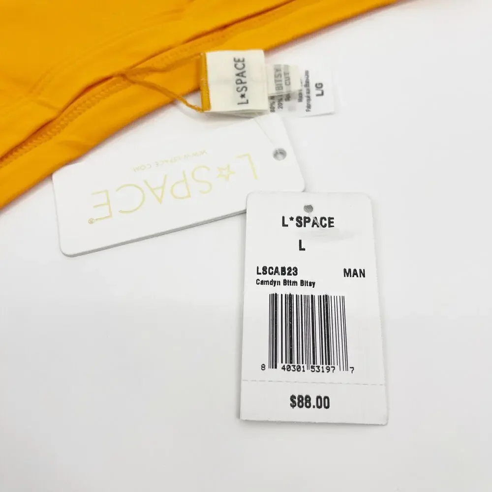 L*Space Camdyn Bikini Bottoms High Cut Bitsy Mango Size Large NEW